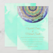 水彩ブルーゴールドマンダラ 招待状 (正面/裏面)