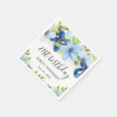 水彩ブルーサマーフラワーズ誕生日 スタンダードカクテルナプキン (角)