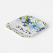 水彩ブルーサマーフラワーズ誕生日 ペーパープレート (傾斜あり)