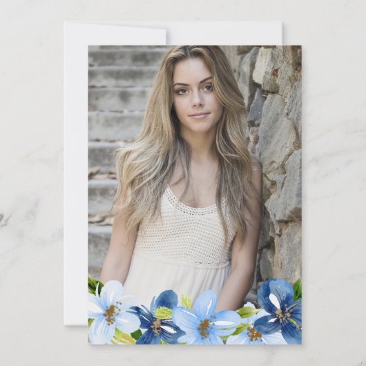 水彩ブルーサマーフラワーフォトスイート16 招待状 (裏面)