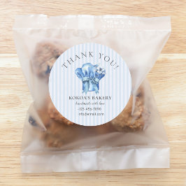 水彩ブルーシェフハットベーカリーロゴサンキュー ラウンドシール
