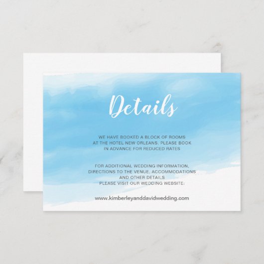 水彩ブルーシーサイド結婚ズ詳細 エンクロージャーカード (正面/裏面)