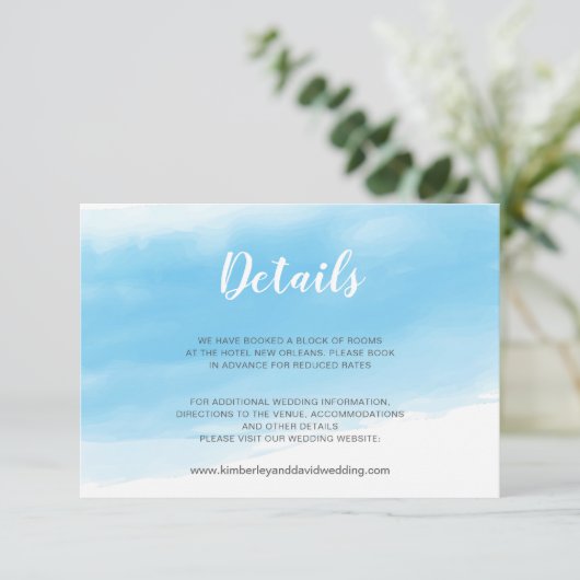 水彩ブルーシーサイド結婚ズ詳細 エンクロージャーカード (スタンド正面)