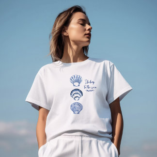 水彩ブルーシーシェル Tシャツ