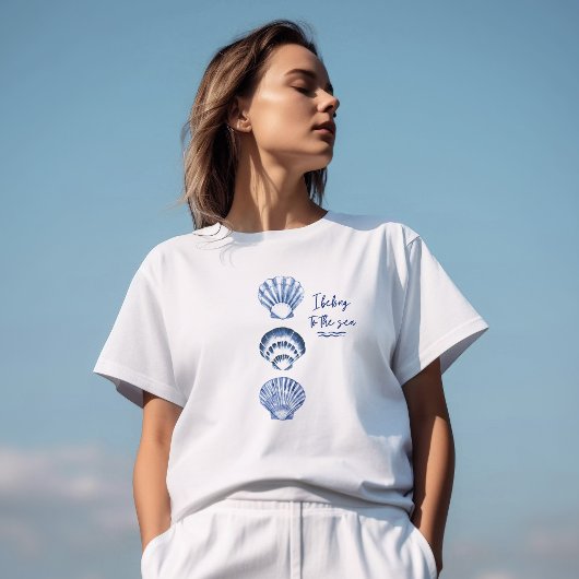 水彩ブルーシーシェル Tシャツ