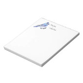 水彩ブルージェイ名前をカスタムする・バードからのニュース ノートパッド (回転)