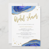 水彩ブルージオード(金ゴールド付き)|ブライダルシャワー 招待状 (正面)