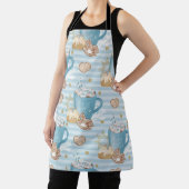 水彩ブルーストライプクリスマスのクッキー&ココアクリスマス エプロン (インサイチュ)