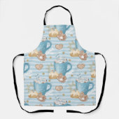 水彩ブルーストライプクリスマスのクッキー&ココアクリスマス エプロン (正面)