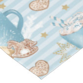 水彩ブルーストライプクリスマスのクッキー&ココアクリスマス テーブルクロス (アングル)