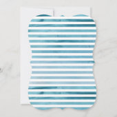 水彩ブルーストライプシンプルベビーシャワー 招待状 (裏面)