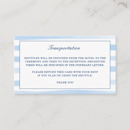 水彩ブルーストライプビーチ輸送 エンクロージャーカード (正面)