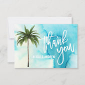 水彩ブルーターコイズパームツリーサンキュー サンキューカード (正面)