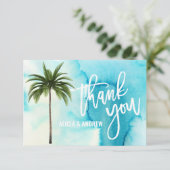 水彩ブルーターコイズパームツリーサンキュー サンキューカード (スタンド正面)