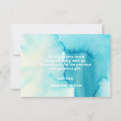 水彩ブルーターコイズパームツリーサンキュー サンキューカード (裏面)