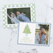 水彩ブルーチノワジェリークリスマスツリー写真 シーズンカード