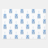 水彩ブルーチャイノエリーオーナメントクリスマス ラッピングペーパーシート (正面3)