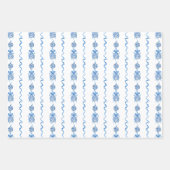 水彩ブルーチャイノエリーオーナメントクリスマス ラッピングペーパーシート (正面2)