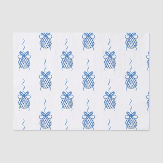 水彩ブルーチャイノエリーオーナメントクリスマス 薄葉紙 (正面)