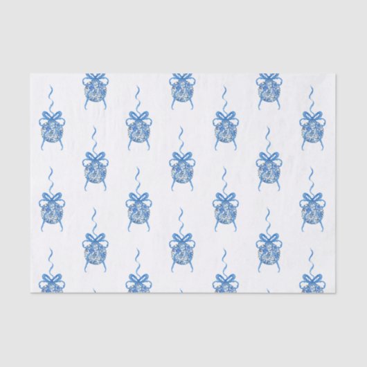 水彩ブルーチャイノエリーオーナメントクリスマス 薄葉紙 (正面)