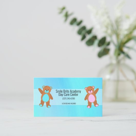 水彩ブルーチャイルドデー気に 名刺 (スタンド正面)