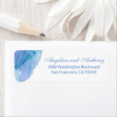 水彩ブルーティール（緑がかった色）ビーチ結婚式差出人住所 ラベル (インサイチュ)