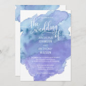 水彩ブルーティール(緑がかった色)ビーチ結婚式招待状 招待状 (正面/裏面)