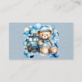 水彩ブルーテディベアブックベビー エンクロージャーカード (裏面)