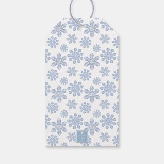 水彩ブルーデザイナースノーフレーククリスマス ギフトタグ (裏面)
