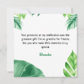 水彩ブルートレックス緑の子供たち3rd誕生日 サンキューカード (裏面)