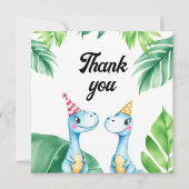水彩ブルートレックス緑の子供たち3rd誕生日 サンキューカード (正面)