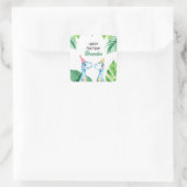 水彩ブルートレックス緑の子供たち3rd誕生日 スクエアシール (バッグ)