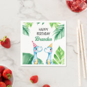 水彩ブルートレックス緑の子供たち3rd誕生日 スタンダードカクテルナプキン (インサイチュ)