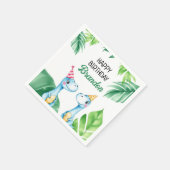 水彩ブルートレックス緑の子供たち3rd誕生日 スタンダードカクテルナプキン (角)