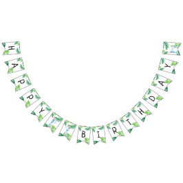 水彩ブルートレックス緑の子供たち3rd誕生日 バンティングフラッグ