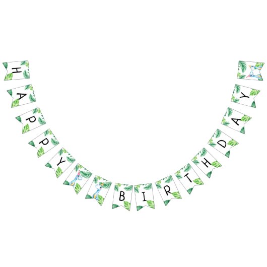 水彩ブルートレックス緑の子供たち3rd誕生日 バンティングフラッグ (全)