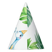 水彩ブルートレックス緑の子供たち3rd誕生日 パーティーハット (裏面)