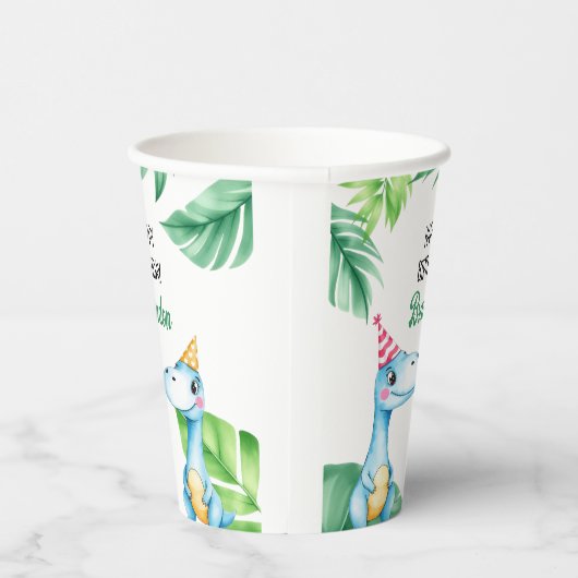 水彩ブルートレックス緑の子供たち3rd誕生日 紙コップ (右)