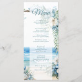 水彩ブルートロピカルアーチビーチ結婚式メニュー メニュー (正面)