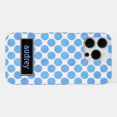 水彩ブルードット柄 名前入り iPhoneケース (裏面横)