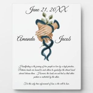 水彩ブルーハンドスティングアート結婚の形見 フォトプラーク