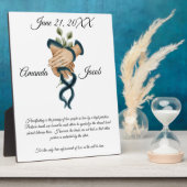 水彩ブルーハンドスティングアート結婚の形見 フォトプラーク (側面)