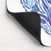 水彩ブルーハートチューリップ付き白 マウスパッド (コーナー)