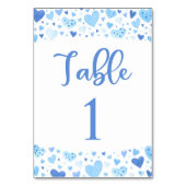 水彩ブルーハートバレンタインデーナンバーカード テーブルナンバー (裏面)