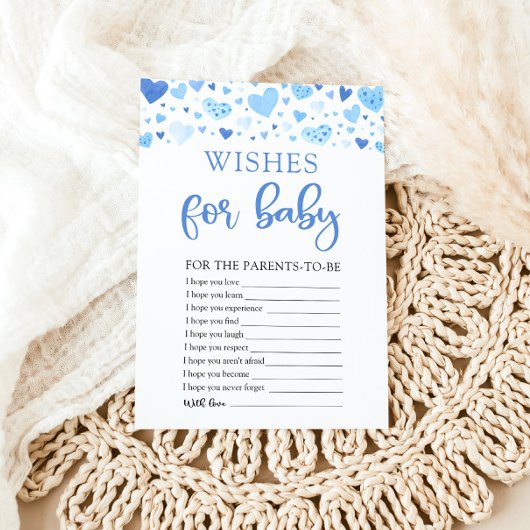 水彩ブルーハートバレンタインデーベビー 招待状