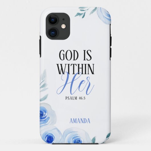水彩ブルーバラガーリー信仰 Case-Mate iPhoneケース (裏面)