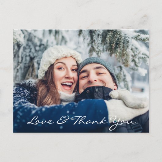 水彩ブルーバラフローラありがとう結婚さん ポストカード (正面)