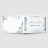 水彩ブルーバラ緑の葉 ゲストブック (全面)