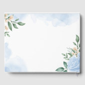 水彩ブルーバラ緑の葉 ゲストブック (裏面)