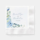 水彩ブルーバラ 縁ありカクテルナプキン (正面)